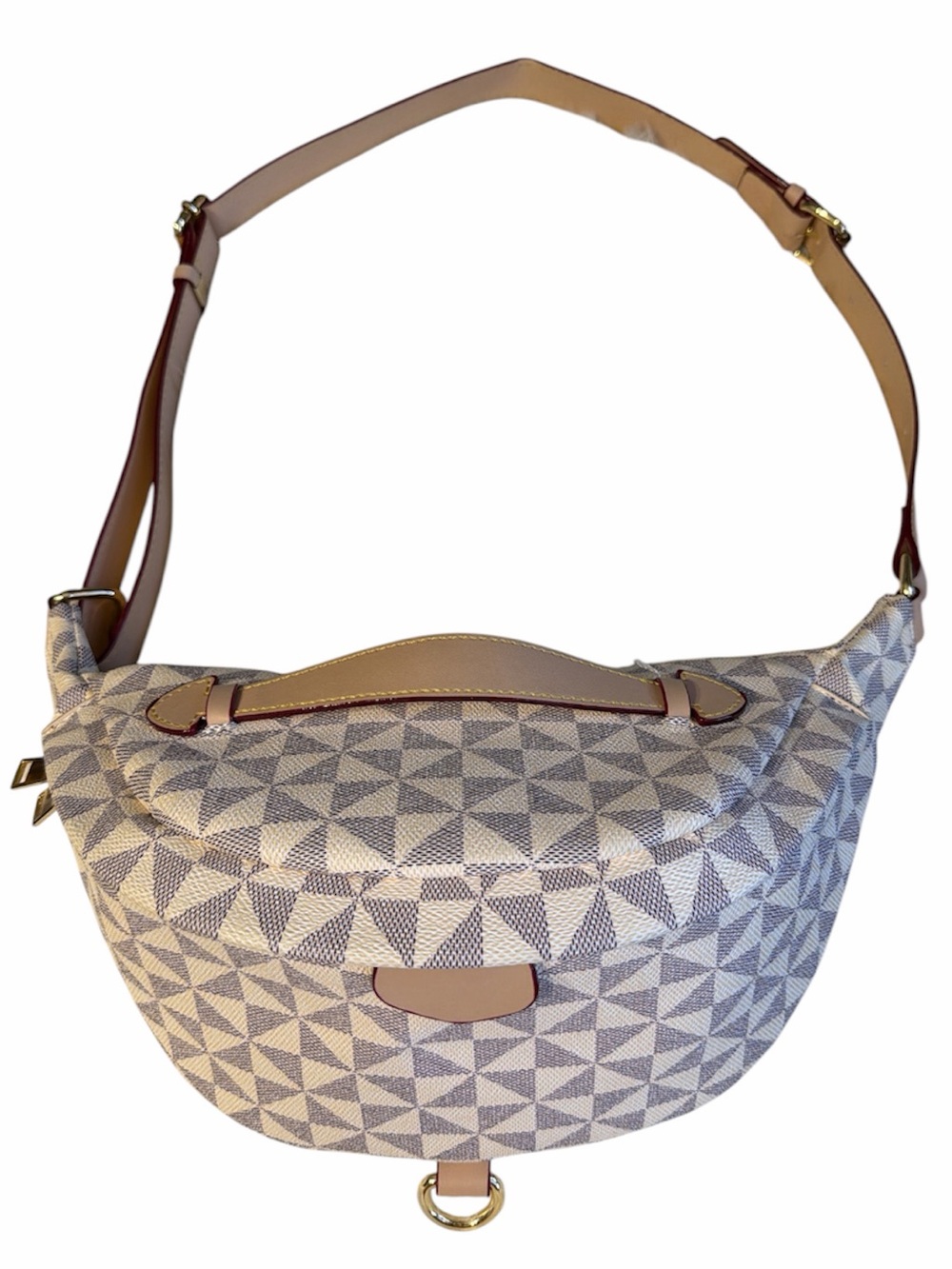 Beige Patterned Crossbody Belt Bag - Unbranded